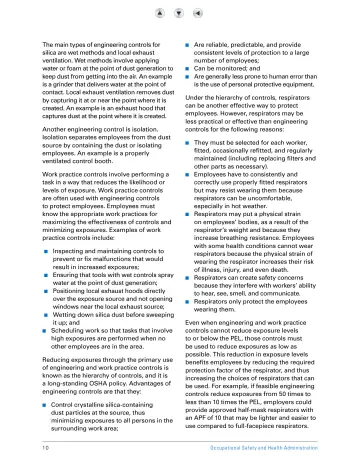 Page 15: The main types of engineering controls for silica are wet methods and local exhaust…
