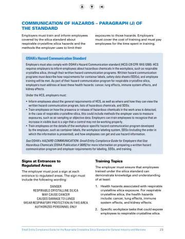 Page 28: COMMUNICATION OF HAZARDS – PARAGRAPH (J) OF THE STANDARD