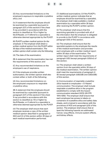 Page 37: (iii) Any recommended limitations on the employee’s exposure to respirable crystalline…