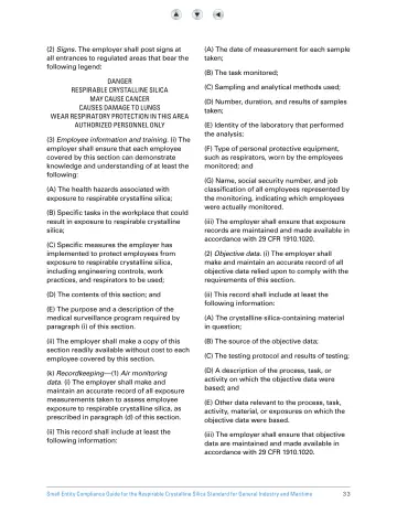 Page 38: (2) Signs. The employer shall post signs at all entrances to regulated areas that bear the…