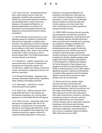 Page 42: 1.3.5. Clinical Course - accelerated silicosis has a rapid, severe course. …