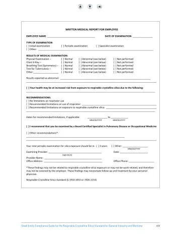 Page 54: WRITTEN MEDICAL REPORT FOR EMPLOYEE