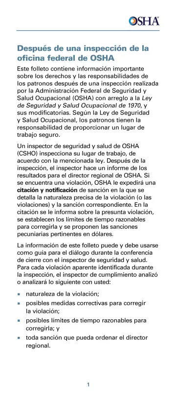 Page 5: Después de una inspección de la oficina federal de OSHA
