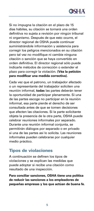Page 9: Si no impugna la citación en el plazo de 15 días hábiles, su citación se tornará una orden…
