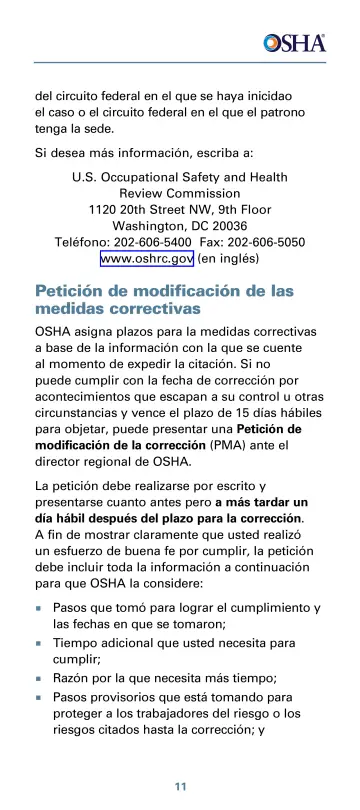 Page 15: Petición de modificación de las medidas correctivas