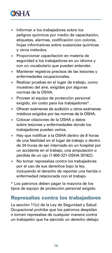 Page 18: Informar a los trabajadores sobre los peligros químicos por medio de capacitación…