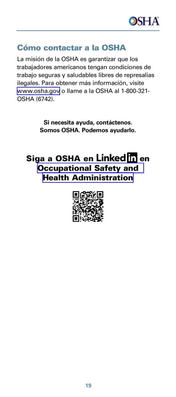 Page 23: Cómo contactar a la OSHA