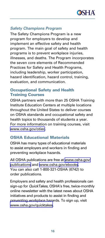 Page 21: Safety Champions Program