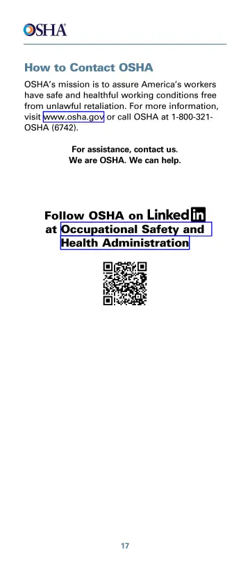 Page 22: How to Contact OSHA
