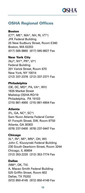 Page 23: OSHA Regional Offices