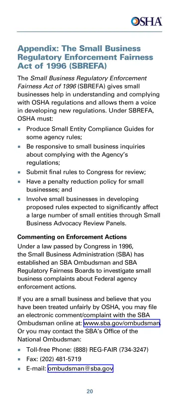 Page 25: Appendix: The Small Business Regulatory Enforcement Fairness Act of 1996 (SBREFA)