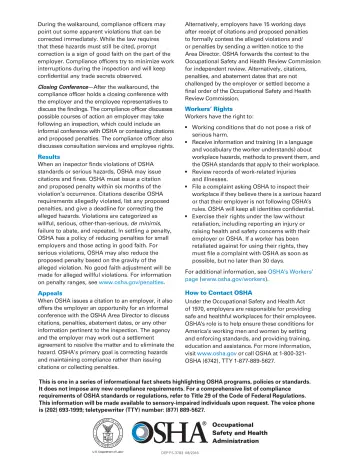 Page 2: During the walkaround, compliance officers may point out some apparent violations that can…