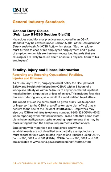 Page 14: General Industry Standards