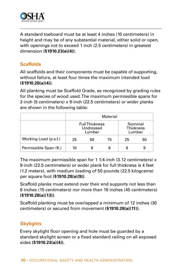 Page 20: A standard toeboard must be at least 4 inches (10 centimeters) in height and may be of any…