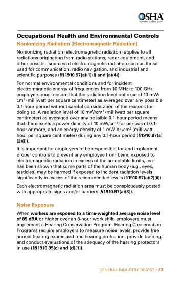 Page 23: Occupational Health and Environmental Controls