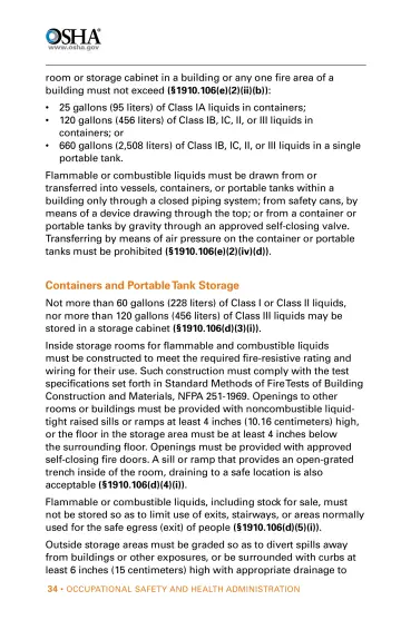 Page 34: room or storage cabinet in a building or any one fire area of a building must not exceed…