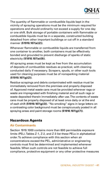 Page 41: The quantity of flammable or combustible liquids kept in the vicinity of spraying…