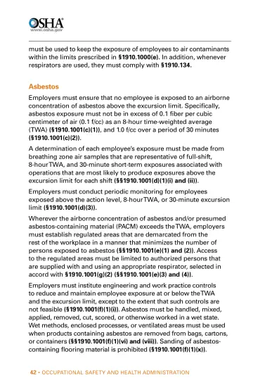 Page 42: must be used to keep the exposure of employees to air contaminants within the limits…