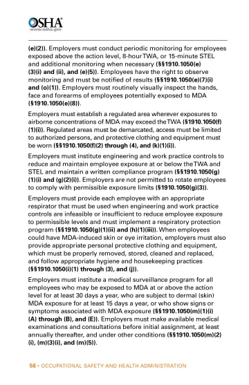 Page 58: (e)(2)). Employers must conduct periodic monitoring for employees exposed above the action…
