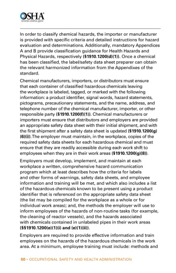 Page 60: In order to classify chemical hazards, the importer or manufacturer is provided with…