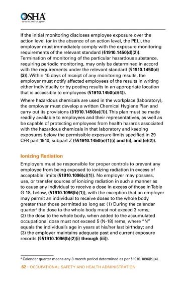 Page 62: If the initial monitoring discloses employee exposure over the action level (or in the…
