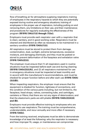Page 68: flow of breathing air for atmosphere-supplying respirators; training of employees in the…