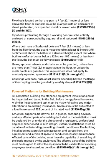 Page 82: Flywheels located so that any part is 7 feet (2.1 meters) or less above the floor or…