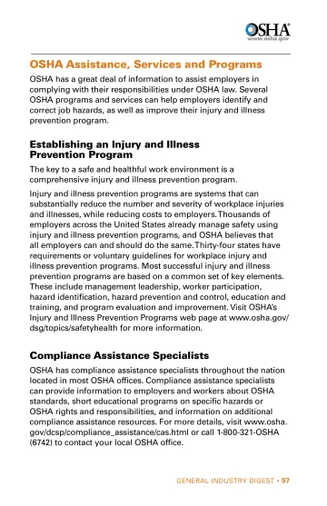 Page 97: OSHA Assistance, Services and Programs