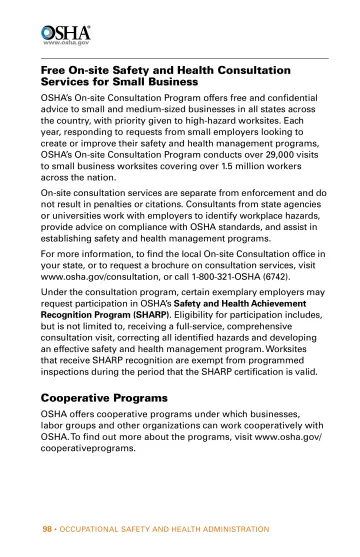 Page 98: Free On-site Safety and Health Consultation Services for Small Business