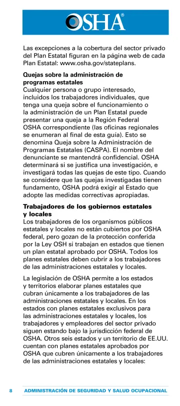 Page 12: Las excepciones a la cobertura del sector privado del Plan Estatal figuran en la página…