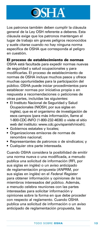 Page 17: Los patronos también deben cumplir la cláusula general de la Ley OSH referente a deberes. …
