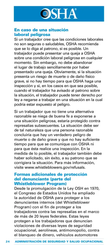 Page 28: En caso de una situación laboral peligrosa