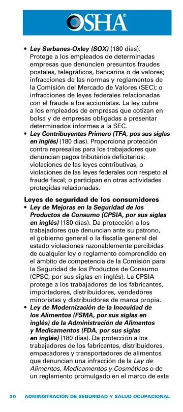 Page 34: Ley Sarbanes-Oxley (SOX) (180 días). Protege a los empleados de determinadas empresas que…