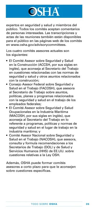 Page 39: expertos en seguridad y salud y miembros del público. Todos los comités aceptan…