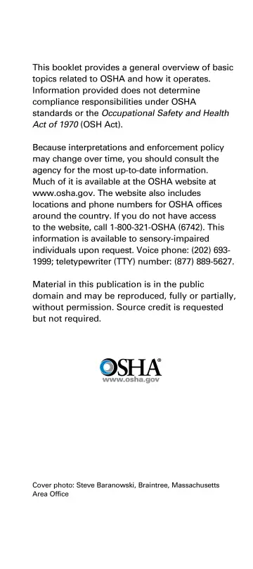 Page 2: This booklet provides a general overview of basic topics related to OSHA and how it…