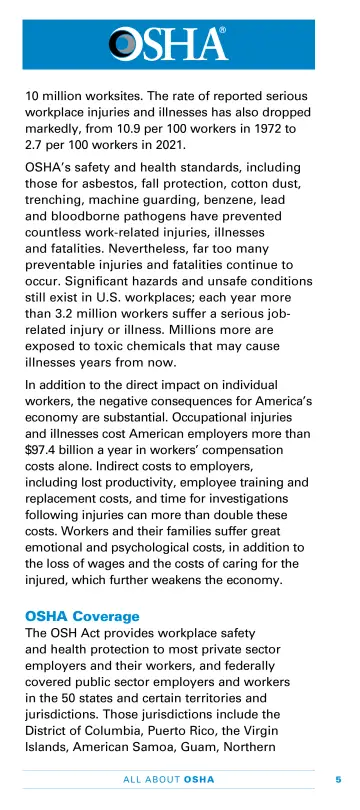 Page 7: 10 million worksites. The rate of reported serious workplace injuries and illnesses has…