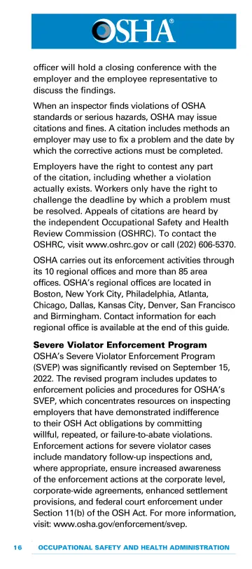 Page 18: officer will hold a closing conference with the employer and the employee representative…