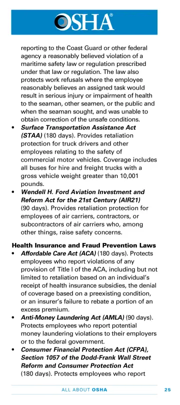 Page 27: reporting to the Coast Guard or other federal agency a reasonably believed violation of a…