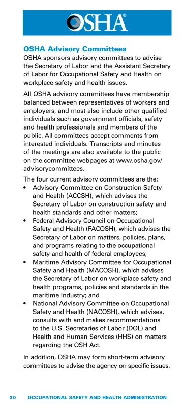 Page 32: OSHA Advisory Committees