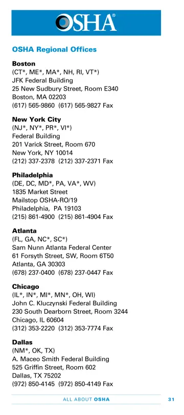 Page 33: OSHA Regional Offices