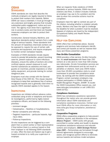Page 2: OSHA S TANDARDS