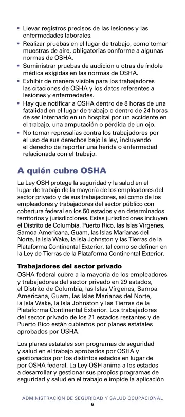 Page 8: A quién cubre OSHA