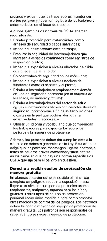 Page 12: seguros y exigen que los trabajadores monitoricen ciertos peligros y lleven un registro de…