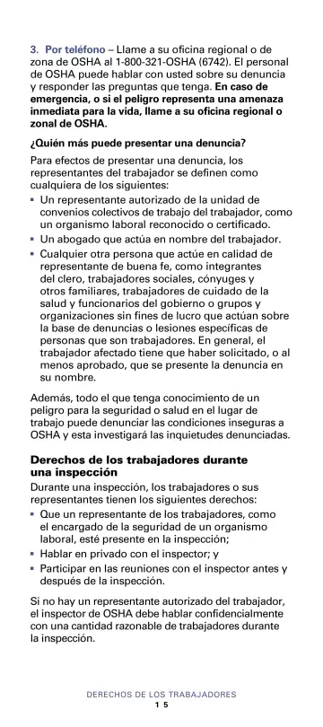 Page 17: 3. Por teléfono – Llame a su oficina regional o de zona de OSHA al 1-800-321-OSHA (6742). …