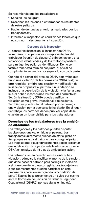 Page 18: Se recomienda que los trabajadores: