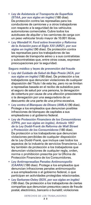 Page 25: Ley de Asistencia al Transporte de Superficie (STAA, por sus siglas en inglés) (180 días).