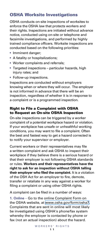 Page 13: OSHA Worksite Investigations