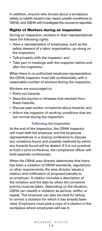Page 15: In addition, anyone who knows about a workplace safety or health hazard may report unsafe…