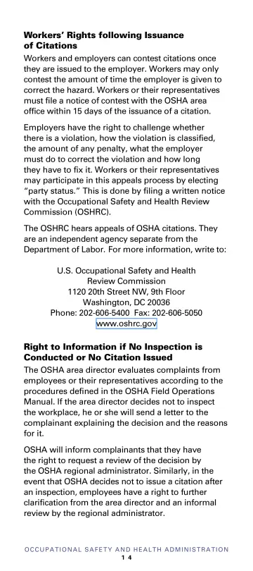 Page 16: Workers’ Rights following Issuance of Citations