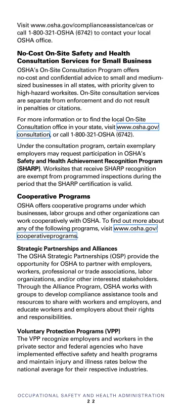 Page 24: Visit www.osha.gov/complianceassistance/cas or call 1-800-321-OSHA (6742) to contact your…